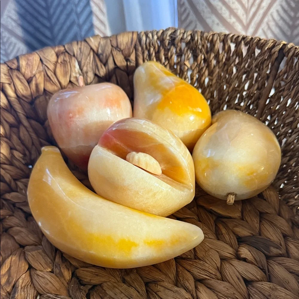 Italian Alabaster Stone Fruit Set - Picture 1 of 15